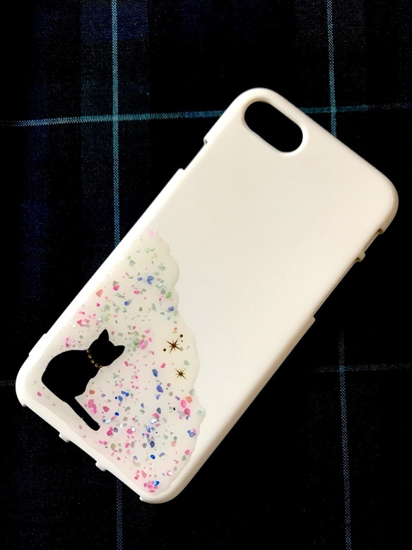 猫のキラキラスマホケース iPhoneケース 3枚目の画像