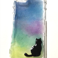 猫 グラデーションのスマホケース iPhoneケース ねこ 3枚目の画像