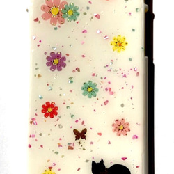 猫とお花 キラキラiPhoneケース スマホケース  ねこ 2枚目の画像