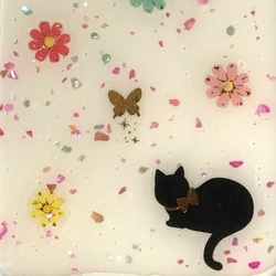 猫とお花 キラキラiPhoneケース スマホケース  ねこ 3枚目の画像