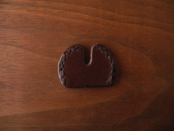 キーカバー 鍵カバー 牛革 レザー 焦茶 ブラウン （丸－焦茶－焦茶） 2枚目の画像