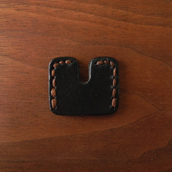 キーカバー 鍵カバー 牛革 レザー 黒 ブラック （角－黒－茶） 2枚目の画像