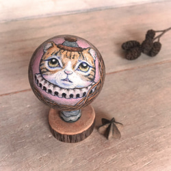 『ナイーブ＊コケッチュ』 CAT キジトラ　磁石がくっつくオリジナル手描きこけし 3枚目の画像