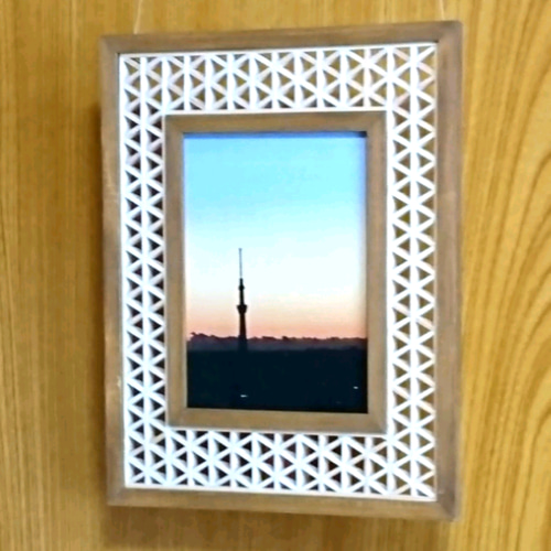 69 麻の葉組子 アクリル板入り2枚一組 木製額縁 麻の葉ちらしシリーズ