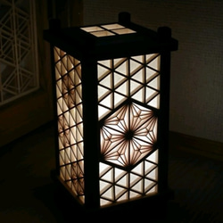 受注制作］組子ミニ行灯（八重麻ノ葉）、組子細工、電池仕様変更可