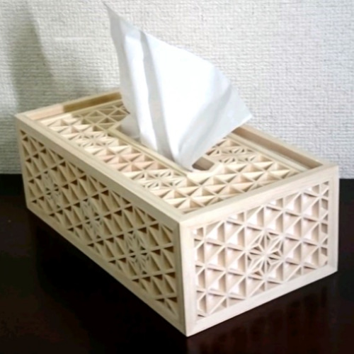 受注制作」組子細工のティッシュケース(麻ノ葉) ティッシュ 受注制作」組子細工のティッシュケース(麻ノ葉) ティッシュ