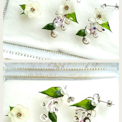 【3点セット】本物のお花ならではの風合いが美しいボタニカルピアス（イヤリング・ノンホールピアスに変更可能 2枚目の画像