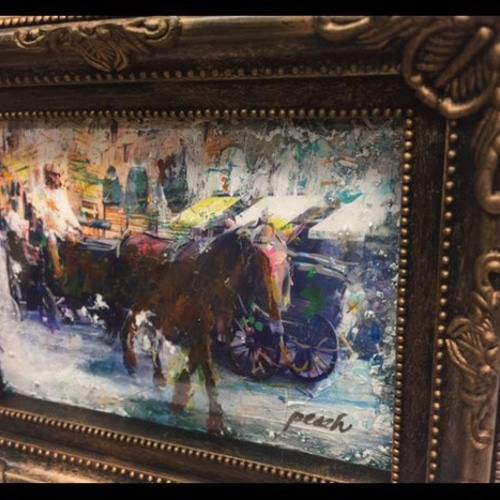 絵画 馬 額装油絵 絵画 動物 馬の絵 インテリアアート額付き 水彩画・油絵調