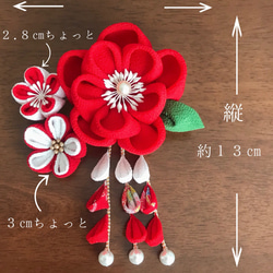 卒業式 袴 ☆ 紅白花のお祝いツーウェイクリップ ☆ 成人式 振り袖にも 3枚目の画像