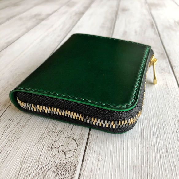 完成品コードバン(新喜皮革)グリーンLファスナーミニウォレット その他