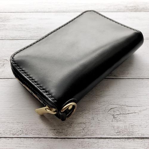 ミドルウォレット HORWEEN社 ブラック×アンティークブラウン