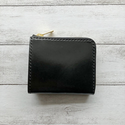 受注製作 Horweenシェルコードバンブラック L字ファスナーミニウォレット 6枚目の画像