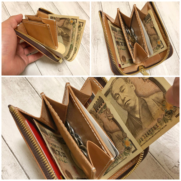 【小銭入れサイドポケット追加オプション 】L字ファスナーミニウォレット用 6枚目の画像