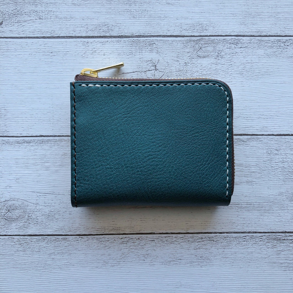 受注製作 お札を折らないシンプルL字ファスナーコンパクトウォレット  