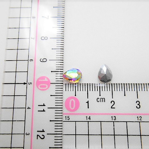 c33★6×8ｍｍしずく型ガラスストーン10粒★クリスタルAB色★デコ★ネイル c33☆6×8mm☆しずく型ガラスストーン☆クリスタルAB色☆10粒☆デコ