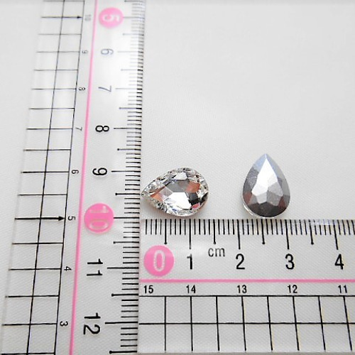 c33★6×8ｍｍしずく型ガラスストーン10粒★クリスタルAB色★デコ★ネイル c90☆10×14mm☆しずく型ガラスストーン☆クリスタル色☆10粒☆デコ
