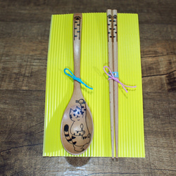 手繪木烙勺筷Set 第2張的照片
