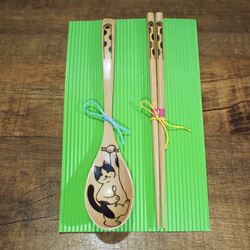 手繪木烙勺筷Set 第3張的照片