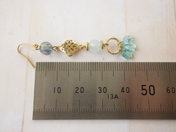 sold/SALE  金具変更OK　Pierces or Earrings　アパタイト　アクアマリン（P0961） 4枚目の画像