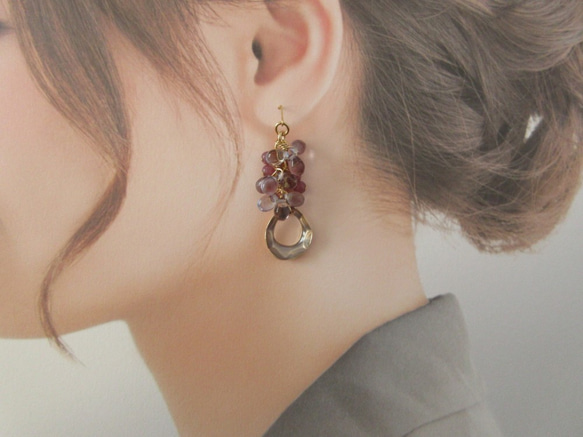 金具変更OK　Pierces or Earrings　レピドライト　チェコ（P0967） 3枚目の画像