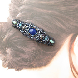 sold/Hair accessory　バレッタ　ビーズ刺繍　（K1064) 2枚目の画像