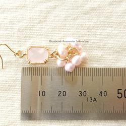 sold/Pierces or Earrings　枠付きガラス　淡水パール（P0745） 4枚目の画像