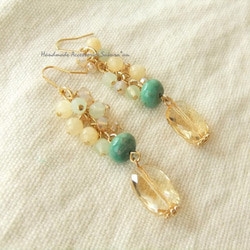 Pierces or Earrings　シトリン　ターコイズ（P0750） 3枚目の画像