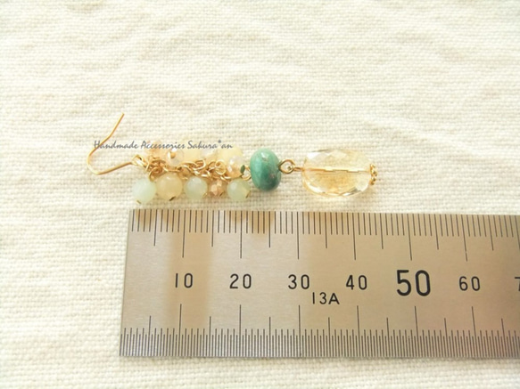 Pierces or Earrings　シトリン　ターコイズ（P0750） 4枚目の画像