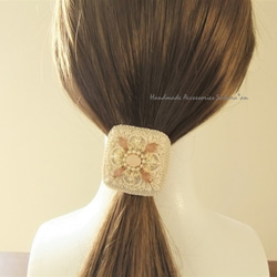 sold/SALE  Hair accessory　ヘアゴム　スクエアレースA（K0589) 5枚目の画像