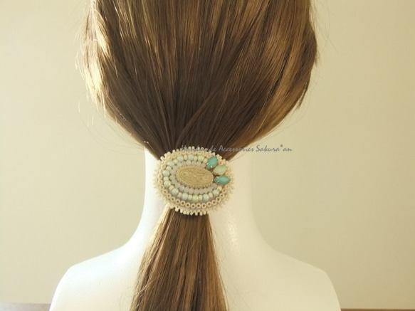 SALE  Hair accessory　ヘアゴム　3ビジュー（K0594) 5枚目の画像