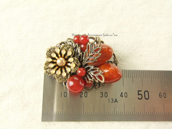 Brooch　レース　レッドアゲート（K0595) 4枚目の画像