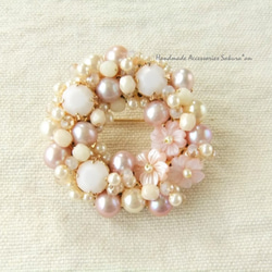 sold/Brooch　シェル　淡水パール（K0600) 1枚目の画像