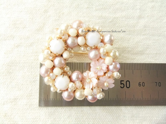 sold/Brooch　シェル　淡水パール（K0600) 4枚目の画像