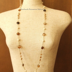 sold/Necklace　ブラウンストライプアゲート　ステーション　２WAY（N1122) 4枚目の画像