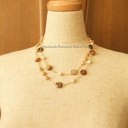 sold/Necklace　ブラウンストライプアゲート　ステーション　２WAY（N1122) 5枚目の画像