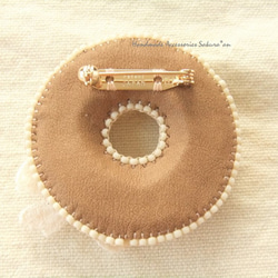 sold/Brooch　ビーズ刺繍　リース　リボン（K0624) 3枚目の画像