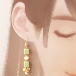 SALE　金具変更OK　Pierces or Earrings　セラミック　ジェイド（P0784） 3枚目の画像