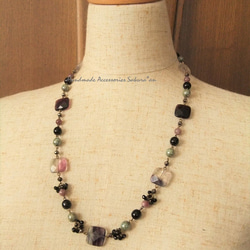 Sold/Necklace　フローライト　レピドライト（N1141) 4枚目の画像