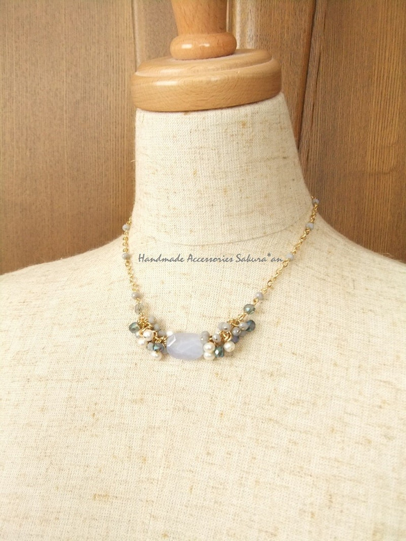 sold/SALE　Necklace　ブルーレースアゲート（N1143) 5枚目の画像