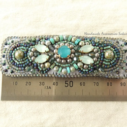 sold/Hair accessory　バレッタ　ビーズ刺繍　（K0641) 4枚目の画像