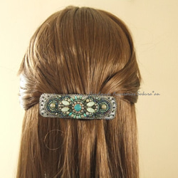 sold/Hair accessory　バレッタ　ビーズ刺繍　（K0641) 5枚目の画像