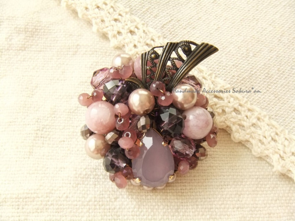 sold/Brooch　ビジュー　レピドライト（K0652) 1枚目の画像