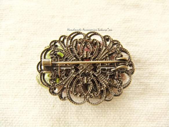 sold/Brooch　お花　葉っぱ（K0667) 3枚目の画像