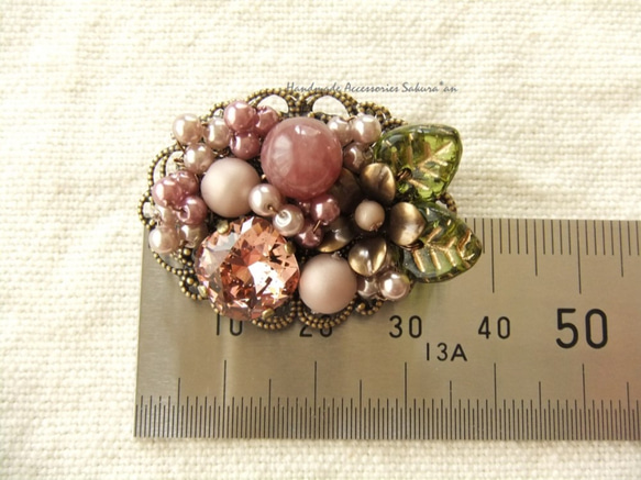 sold/Brooch　お花　葉っぱ（K0667) 4枚目の画像