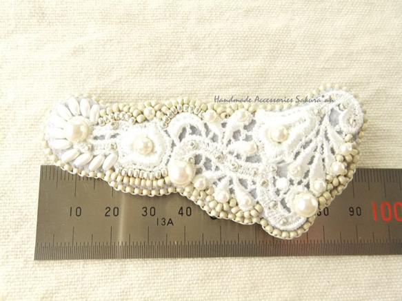 sold/Hair accessory　ヘアクリップ　ビーズ刺繍　（K0680) 4枚目の画像