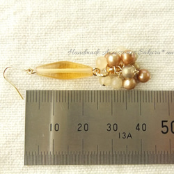 sold/金具変更OK　Pierces or Earrings  チェコ　淡水パール　イエロージェイド（P0824） 4枚目の画像