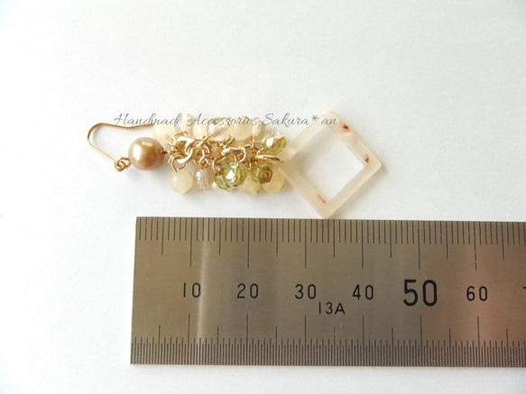 sold/金具変更OK　Pierces or Earrings  べっこう風　ジェイド（P0834） 5枚目の画像