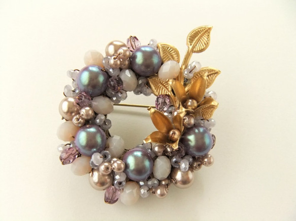 sold/Brooch　お花　小枝（K0774) 1枚目の画像