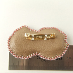 Brooch　ビーズ刺繍　お花　pink/red（K0781) 4枚目の画像