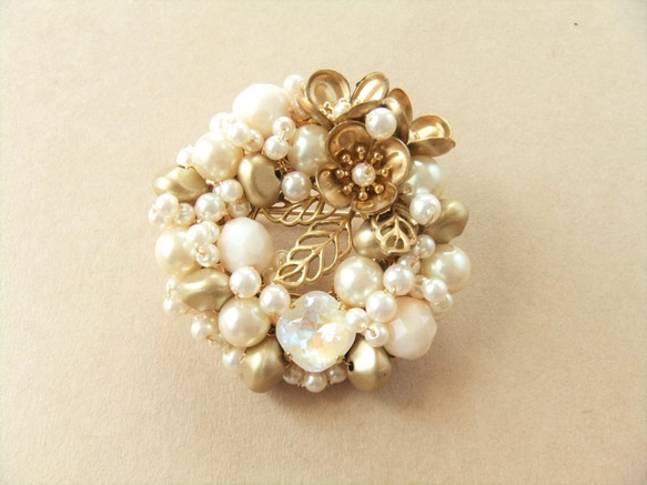 sold/Brooch　お花　パール（K0785) 1枚目の画像